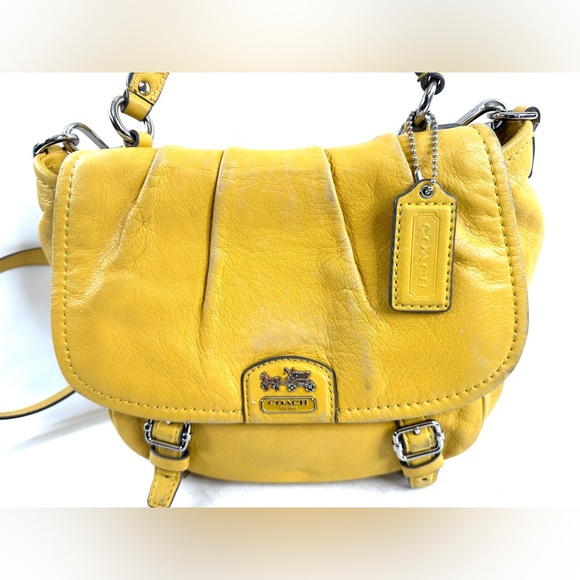 COACH Madison Annabelle 21223 Yellow Leather Small Crossbody Bag Belted Rare - Picture 12 of 14